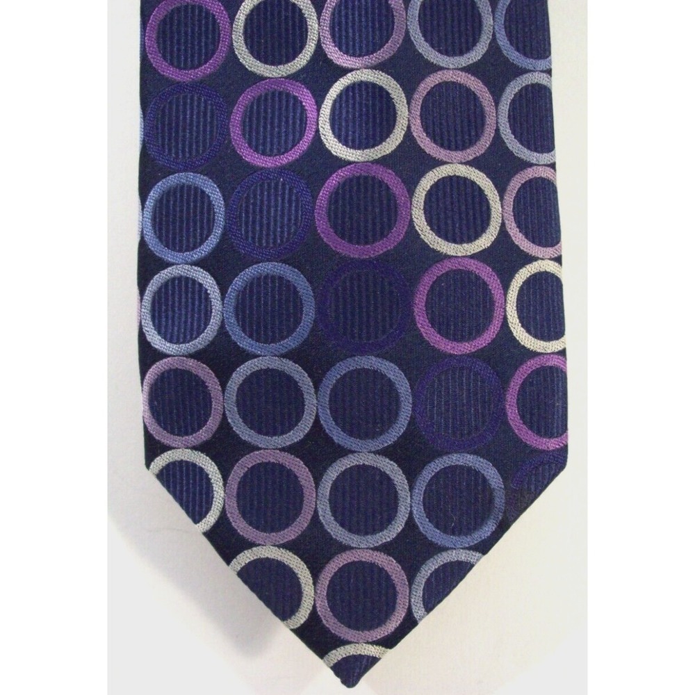 Men's Michael Kors 100% Silk Neck Tie, Blue, Circle Pattern, 60"